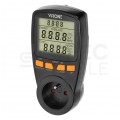 Watomierz cyfrowy LCD gniazdkowy licznik zużycia energii elektrycznej (do gniazdek typu 2P+Z) czarny VIRONE