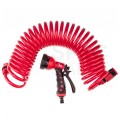 Wąż ogrodowy spiralny 1/2" do 3/4" gumowy czerwony 10m + zraszacz pistoletowy wielofunkcyjny Top Tools
