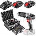 Wiertarko-wkrętarka akumulatorowa 18V Li-Ion z uchwytem samozaciskowym 10mm, 2x Akumulator 2.0Ah, 1x Ładowarka w walizce wraz z 109 elementami ENERGY+ GRAPHITE 58G022-PS15