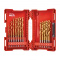 Wiertła do metalu HSS-G TiN walcowane 2-10mm Zestaw 19szt RED HEX SHOCKWAVE MILWAUKEE