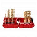 Wiertła do metalu HSS-G TiN walcowane 2-10mm Zestaw 19szt RED HEX SHOCKWAVE MILWAUKEE