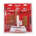 Wiertła do metalu HSS-G TiN walcowane 2-10mm Zestaw 19szt RED HEX SHOCKWAVE MILWAUKEE