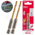 Wiertło do metalu HSS-G TIN 3,5x69mm RED HEX z uchwytem 1/4" Shockwave MILWAUKEE Blister 2szt