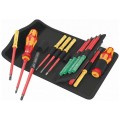 Wkrętaki izolowane 1kV dla elektryka 2 rękojeści + 15 trzpieni 5xPŁ + 2xPH + 2xPZ + 2xPZ/S + 4xTX + próbnik Wera Kompakt VDE Universal z systemem Take it easy zestaw 17 elementów