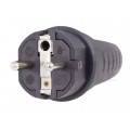 Wtyczka hermetyczna gumowa [2P+Z] Uni-Schuko 230V 16A czarna IP44 STANDARD na kabel