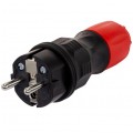 Wtyczka hermetyczna prądowa [2P+Z] Uni-Schuko 230V 16A czarno-czerwona IP54 EXTREM na kabel