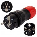 Wtyczka hermetyczna prądowa [2P+Z] Uni-Schuko 230V 16A czarno-czerwona IP54 EXTREM na kabel