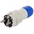 Wtyczka hermetyczna prądowa [2P+Z] Uni-Schuko 230V 16A szaro-niebieska IP54 EXTREM na kabel