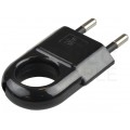 Wtyczka płaska prosta z uchwytem [2P] 250V 10A czarna na kabel