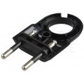 Wtyczka płaska prosta z uchwytem [2P] 250V 10A czarna na kabel