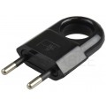 Wtyczka płaska prosta z uchwytem [2P] 250V 10A czarna na kabel