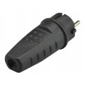 Wtyczka prądowa gumowa [2P+Z] Uni-Schuko 230V 16A czarna IP44 HQ na kabel