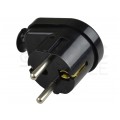 Wtyczka prądowa kątowa [2P+Z] Uni-Schuko 230V 16A czarna WT-16U na kabel