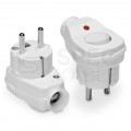 Wtyczka prądowa kątowa z wyłącznikiem [2P+Z] Uni-Schuko 230V 16A biała na kabel