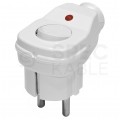 Wtyczka prądowa kątowa z wyłącznikiem [2P+Z] Uni-Schuko 230V 16A biała na kabel