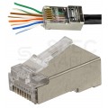 Wtyk modularny RJ45 8P8C kat.5e ekranowany FTP drut przelotowy WORECZEK 100szt. Alantec