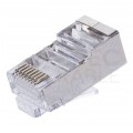 Wtyk modularny RJ45 8P8C kat.5e ekranowany FTP uniwersalny drut linka przelotowy NEKU opakowanie WORECZEK 50szt.