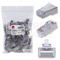 Wtyk modularny RJ45 8P8C kat.5e ekranowany FTP uniwersalny drut linka przelotowy NEKU opakowanie WORECZEK 50szt.
