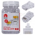 Wtyk modularny RJ45 8P8C kat.5e nieekranowany UTP uniwersalny drut linka NEKU opakowanie SŁOIK 100szt.