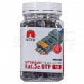 Wtyk modularny RJ45 8P8C kat.5e nieekranowany UTP uniwersalny drut linka przelotowy czarny NEKU opakowanie SŁOIK 100szt.