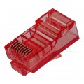 Wtyk modularny RJ45 8P8C kat.5e nieekranowany UTP uniwersalny drut linka przelotowy czerwony NEKU opakowanie SŁOIK 100szt.