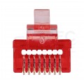 Wtyk modularny RJ45 8P8C kat.5e nieekranowany UTP uniwersalny drut linka przelotowy czerwony NEKU opakowanie SŁOIK 100szt.
