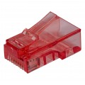 Wtyk modularny RJ45 8P8C kat.5e nieekranowany UTP uniwersalny drut linka przelotowy czerwony NEKU opakowanie SŁOIK 100szt.
