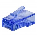 Wtyk modularny RJ45 8P8C kat.5e nieekranowany UTP uniwersalny drut linka przelotowy niebieski NEKU opakowanie SŁOIK 100szt.