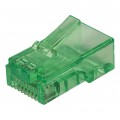 Wtyk modularny RJ45 8P8C kat.5e nieekranowany UTP uniwersalny drut linka przelotowy zielony NEKU opakowanie SŁOIK 100szt.