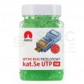 Wtyk modularny RJ45 8P8C kat.5e nieekranowany UTP uniwersalny drut linka przelotowy zielony NEKU opakowanie SŁOIK 100szt.