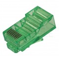 Wtyk modularny RJ45 8P8C kat.5e nieekranowany UTP uniwersalny drut linka przelotowy zielony NEKU opakowanie SŁOIK 100szt.