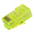 Wtyk modularny RJ45 8P8C kat.5e nieekranowany UTP uniwersalny drut linka przelotowy żółty NEKU opakowanie SŁOIK 100szt.