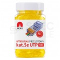 Wtyk modularny RJ45 8P8C kat.5e nieekranowany UTP uniwersalny drut linka przelotowy żółty NEKU opakowanie SŁOIK 100szt.