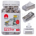Wtyk modularny RJ45 8P8C kat.6 ekranowany FTP uniwersalny drut linka przelotowy NEKU opakowanie SŁOIK 100szt.