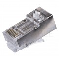 Wtyk modularny RJ45 8P8C kat.6 ekranowany FTP uniwersalny drut linka przelotowy NEKU opakowanie WORECZEK 100szt.