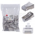 Wtyk modularny RJ45 8P8C kat.6 ekranowany FTP uniwersalny drut linka przelotowy NEKU opakowanie WORECZEK 50szt.