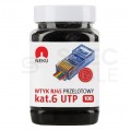 Wtyk modularny RJ45 8P8C kat.6 nieekranowany UTP uniwersalny drut linka przelotowy czarny NEKU opakowanie SŁOIK 100szt.