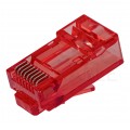 Wtyk modularny RJ45 8P8C kat.6 nieekranowany UTP uniwersalny drut linka przelotowy czerwony NEKU opakowanie SŁOIK 100szt.