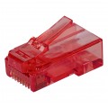 Wtyk modularny RJ45 8P8C kat.6 nieekranowany UTP uniwersalny drut linka przelotowy czerwony NEKU opakowanie SŁOIK 100szt.