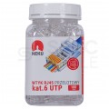 Wtyk modularny RJ45 8P8C kat.6 nieekranowany UTP uniwersalny drut linka przelotowy NEKU opakowanie SŁOIK 100szt.