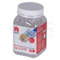 Wtyk modularny RJ45 8P8C kat.6 nieekranowany UTP uniwersalny drut linka przelotowy NEKU opakowanie SŁOIK 100szt.