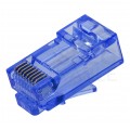 Wtyk modularny RJ45 8P8C kat.6 nieekranowany UTP uniwersalny drut linka przelotowy niebieski NEKU opakowanie SŁOIK 100szt.