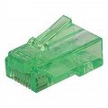 Wtyk modularny RJ45 8P8C kat.6 nieekranowany UTP uniwersalny drut linka przelotowy zielony NEKU opakowanie SŁOIK 100szt.