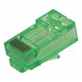 Wtyk modularny RJ45 8P8C kat.6 nieekranowany UTP uniwersalny drut linka przelotowy zielony NEKU opakowanie SŁOIK 100szt.