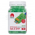 Wtyk modularny RJ45 8P8C kat.6 nieekranowany UTP uniwersalny drut linka przelotowy zielony NEKU opakowanie SŁOIK 100szt.