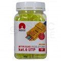 Wtyk modularny RJ45 8P8C kat.6 nieekranowany UTP uniwersalny drut linka przelotowy żółty NEKU opakowanie SŁOIK 100szt.