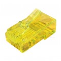 Wtyk modularny RJ45 8P8C kat.6 nieekranowany UTP uniwersalny drut linka przelotowy żółty NEKU opakowanie SŁOIK 100szt.