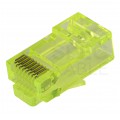 Wtyk modularny RJ45 8P8C kat.6 nieekranowany UTP uniwersalny drut linka przelotowy żółty NEKU opakowanie SŁOIK 100szt.