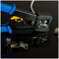 Zaciskarka przelotowych wtyków modularnych RJ45 (8p8c) i telefonicznych RJ12 (6p6c) RJ11 (6p4c) czołowa NEKU