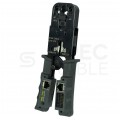 Zaciskarka wtyków modularnych RJ45 (8p8c) i telefonicznych RJ12 (6p6c) RJ11 (6p4c) oraz RJ10 (4p4c) czołowa z testerem kabli LAN NEKU